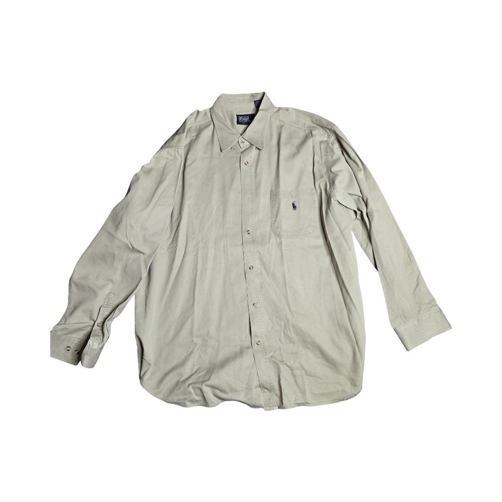 Polo Ralph Lauren Mens Tan‎ Long Sleeve Button Up Shirt Size: XL